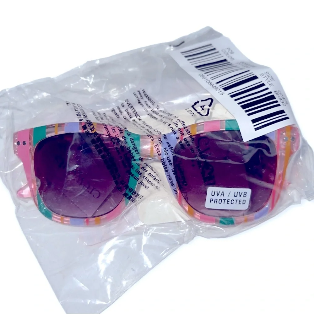 J. CREW Kids Sunglasses Striped Frame Wine Lens Children Sunnies Unisex NWT